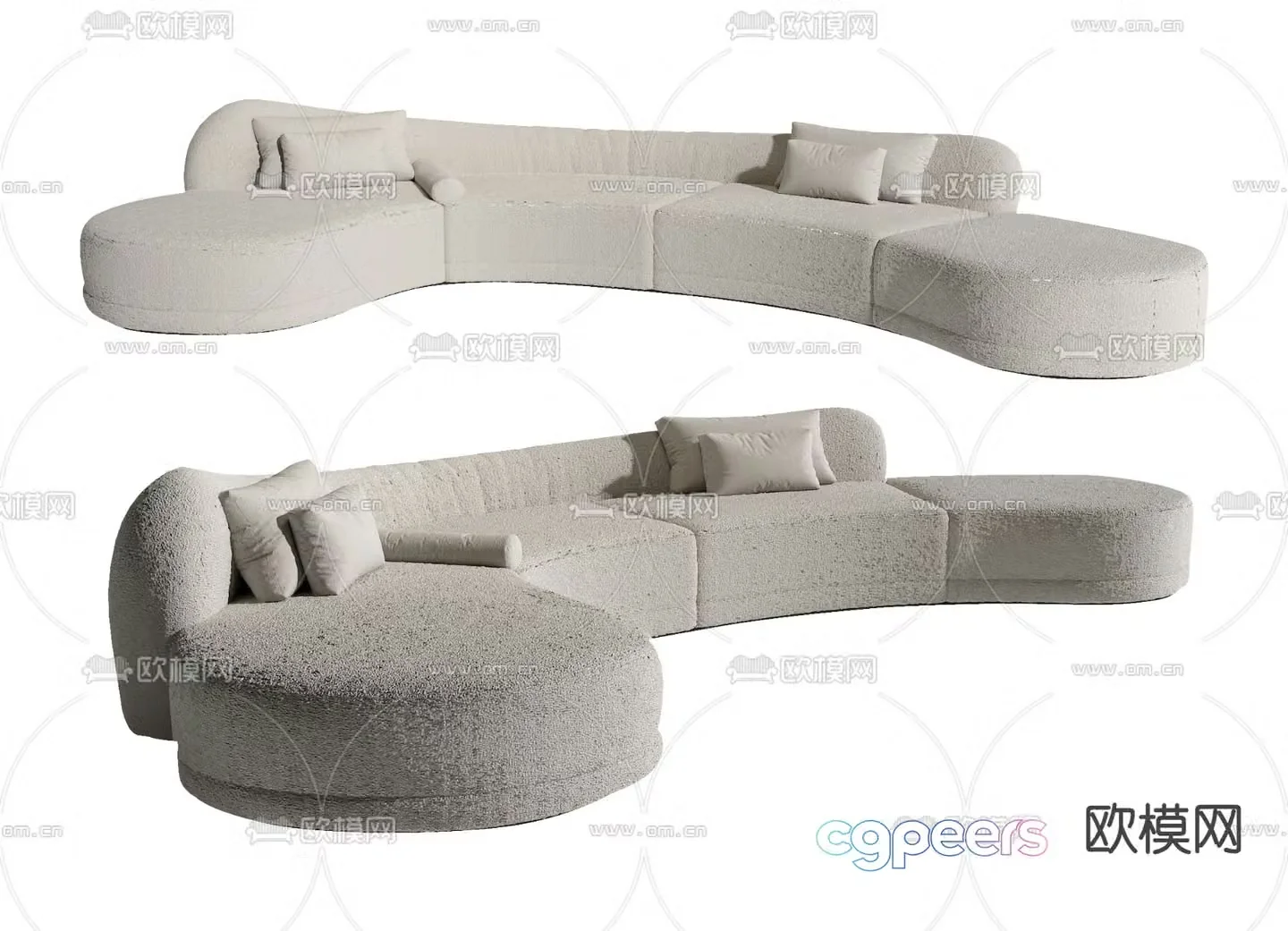 multi-person sofa curved sofa 3d model