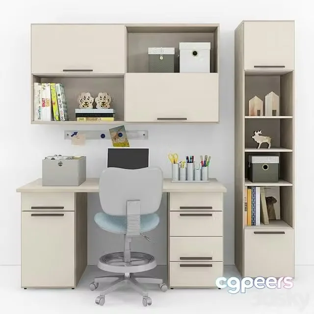 3ds Max Free – Writing desk and decor for a child 8