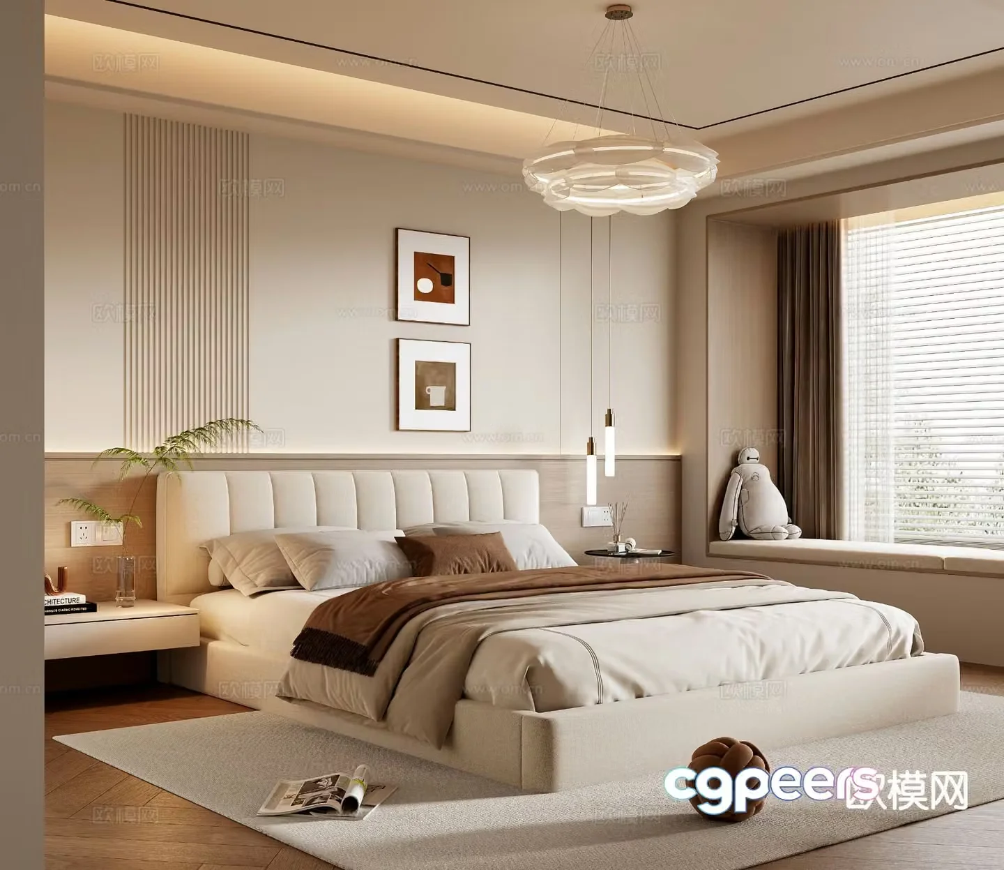 Cream style bedroom master bedroom 3d model