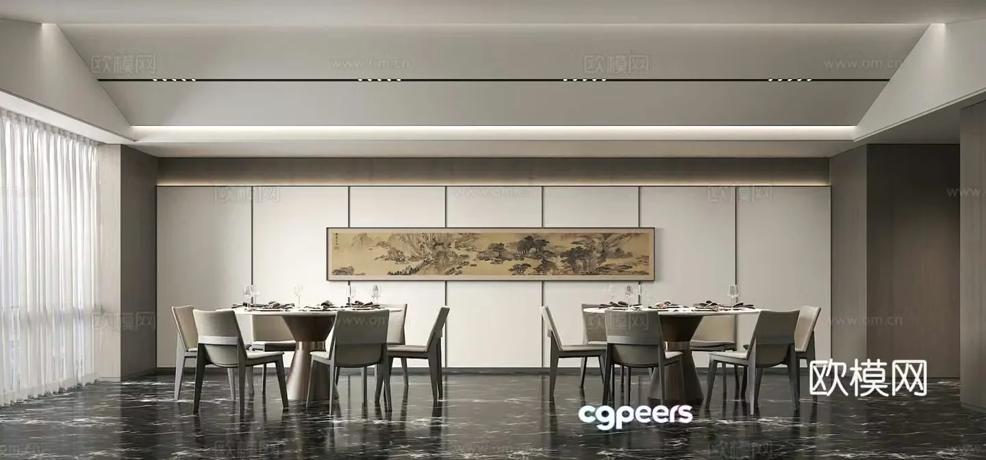 Modern hotel restaurant private room 3d model