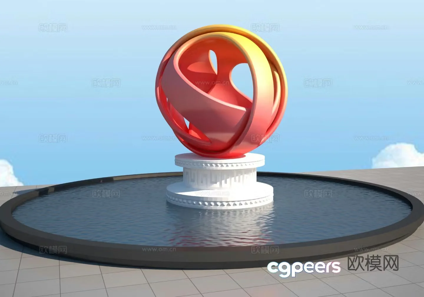 Feng Shui Ball Sculpture Landscape Sculpture 3D Model
