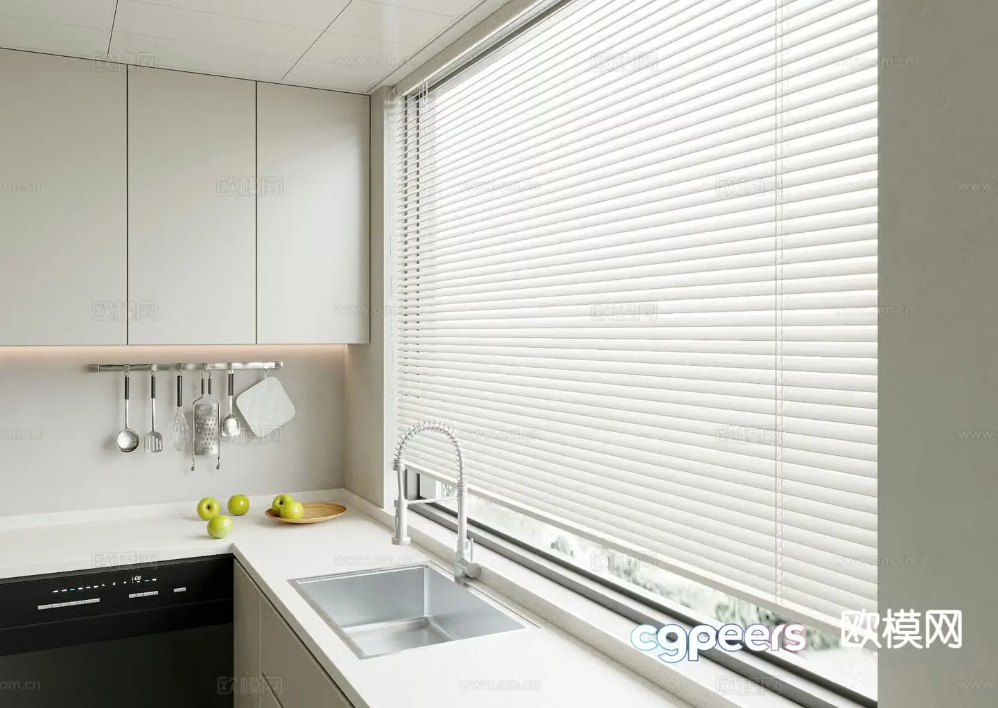 Modern Venetian Blinds Curtains Kitchen Curtains 3d model