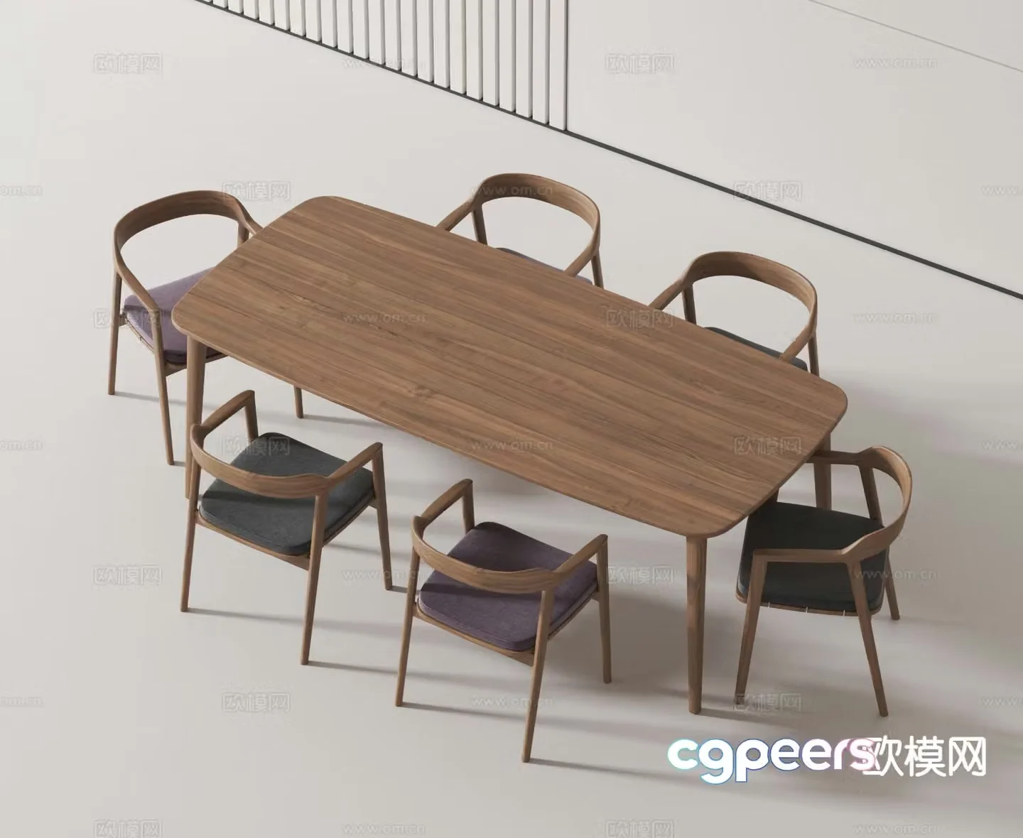 Modern dining table and chairs 3d model