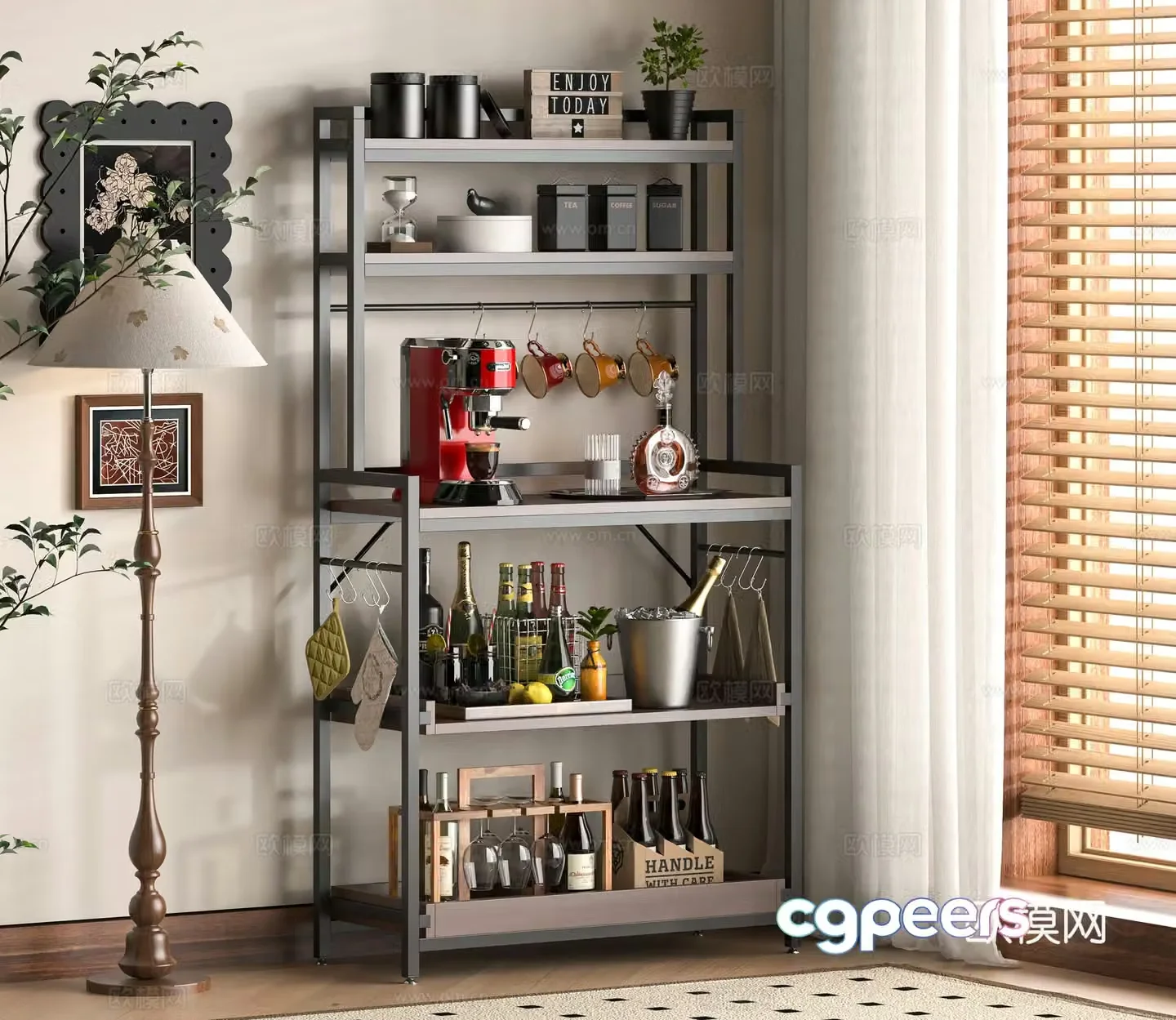 Modern kitchen shelf 3d model