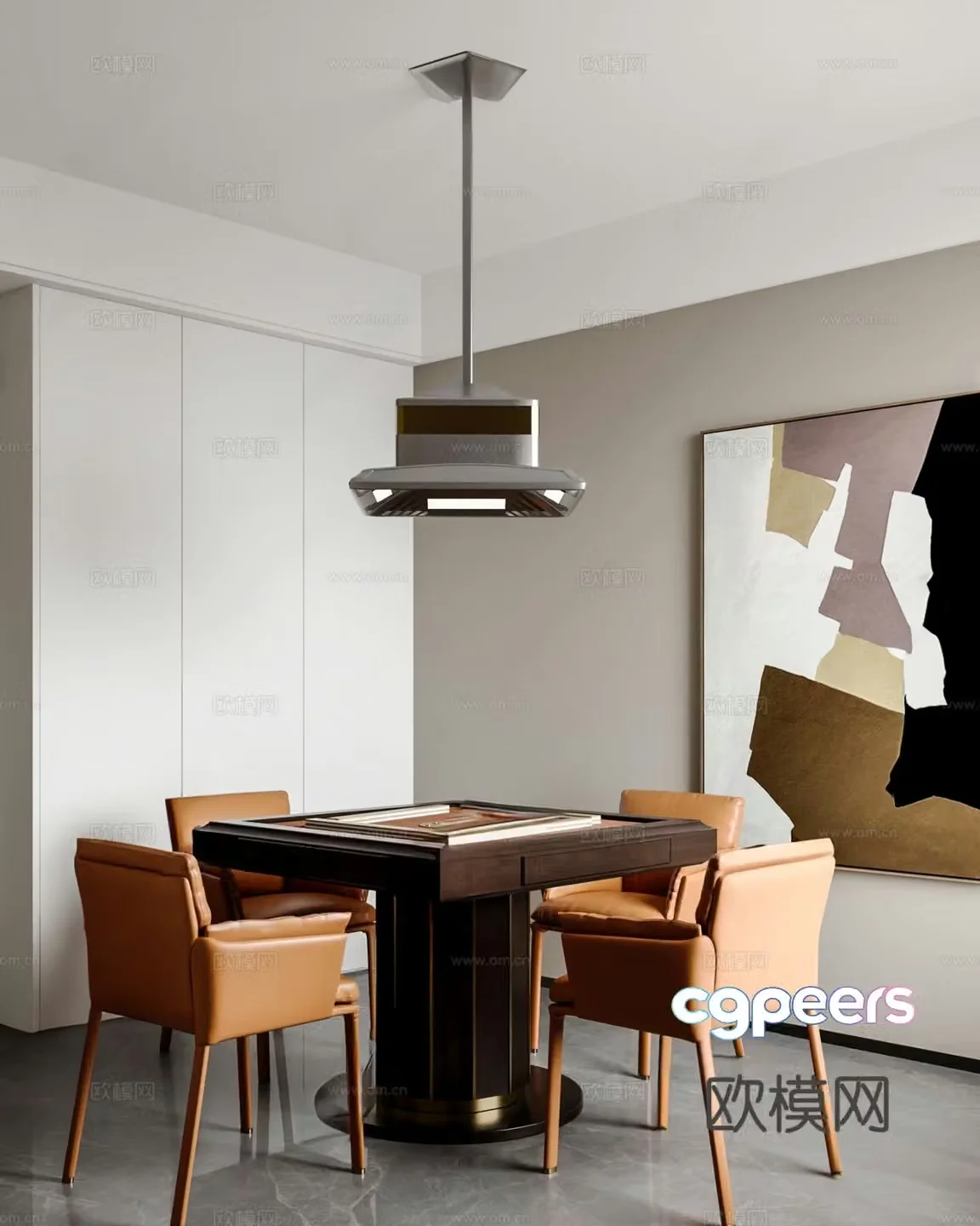 Modern mahjong room entertainment room 3d model
