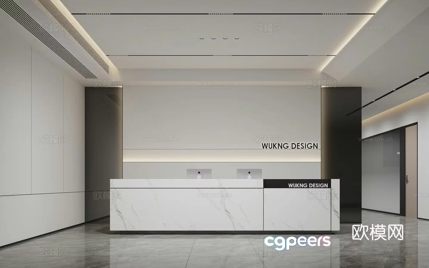 Modern company front desk reception 3d model