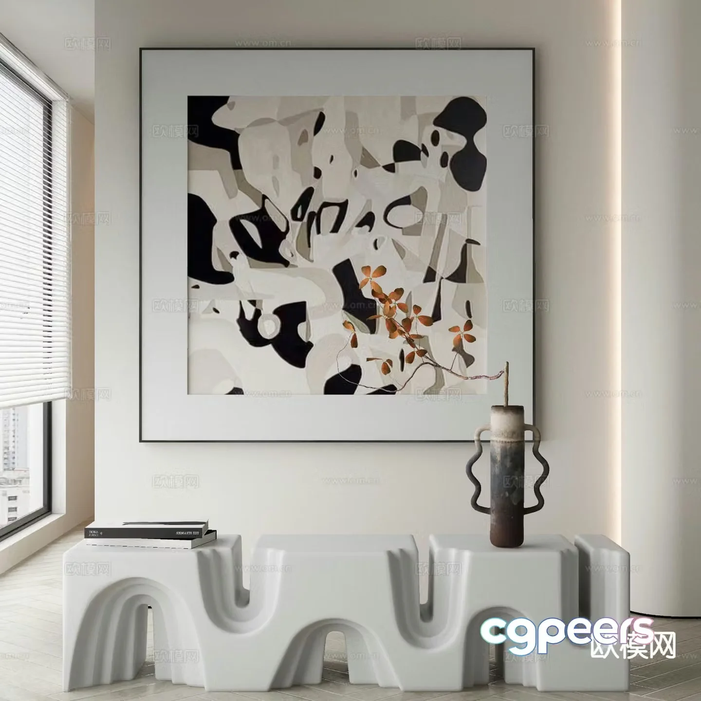 Modern texture painting decorative painting 3d model
