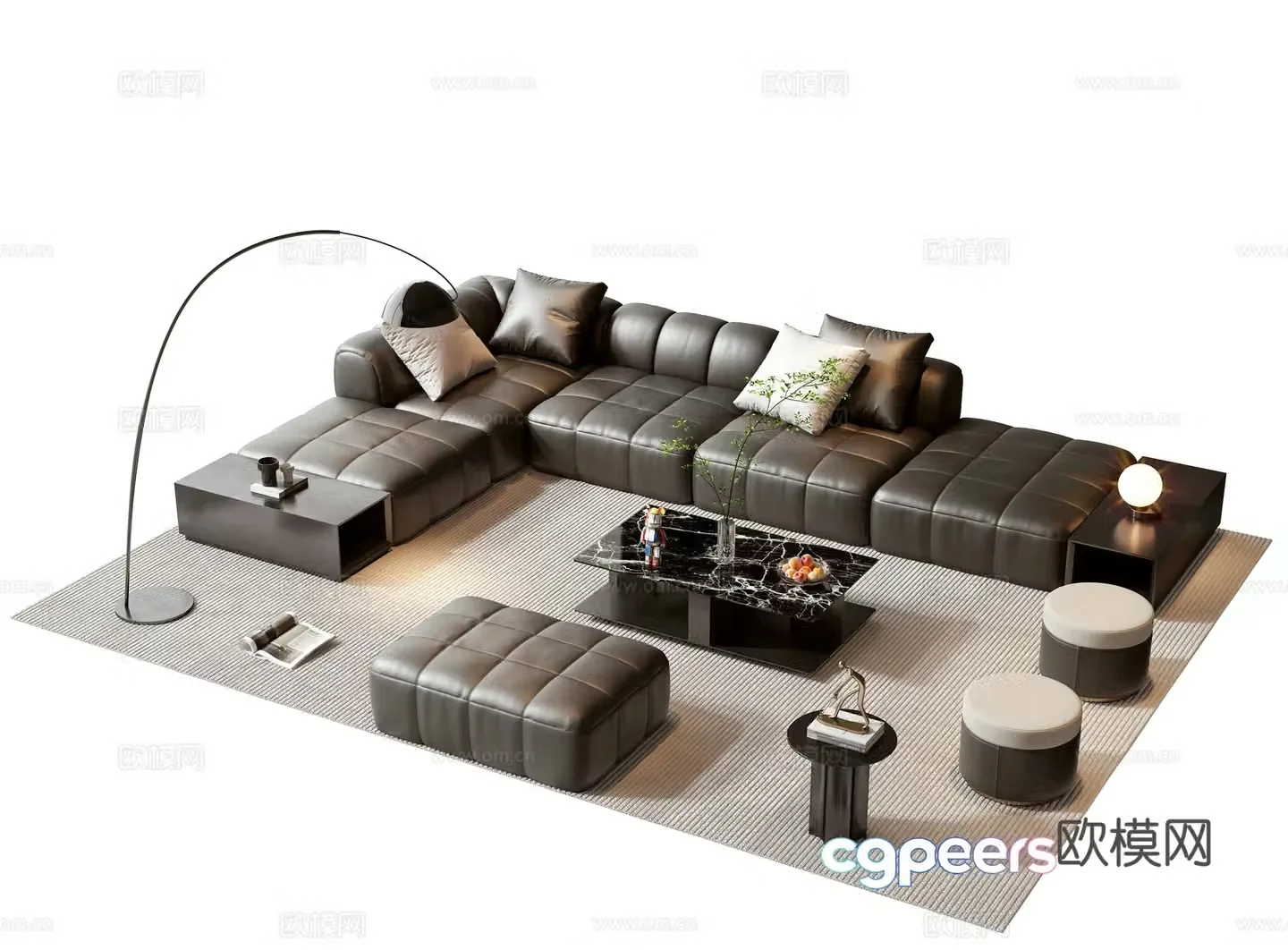 Minotti modern sofa coffee table combination 3D model