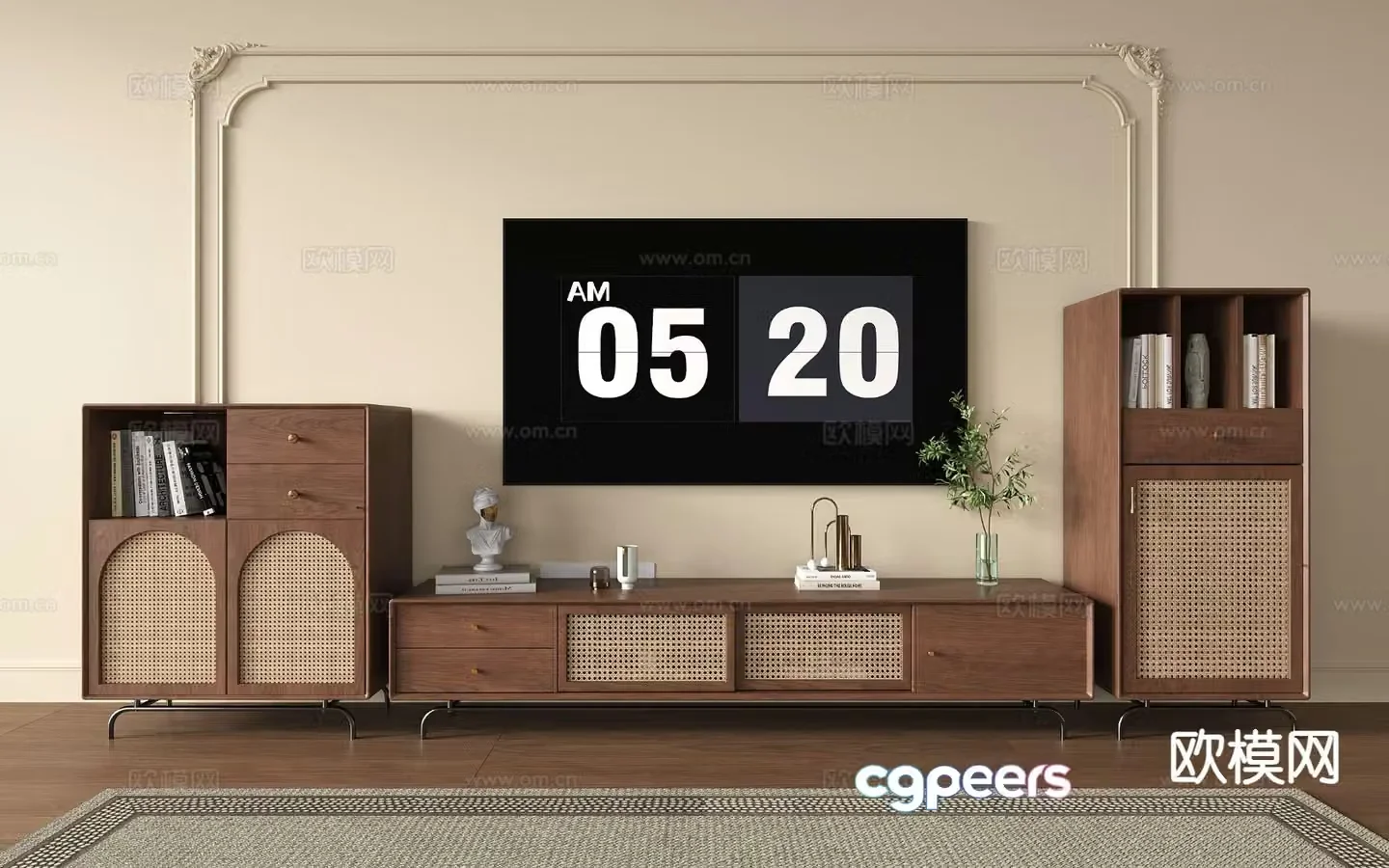 Medieval style TV cabinet side cabinet chest of drawers 3D model