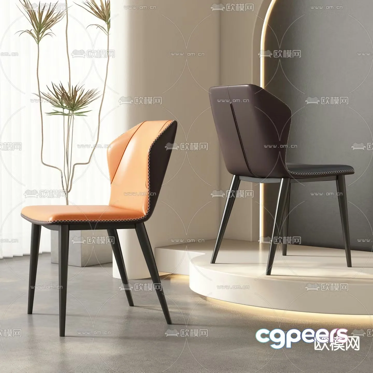 Modern dining chair leisure chair single chair 3d model