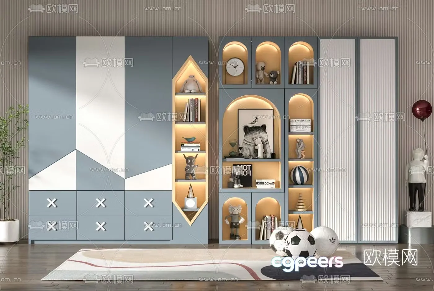 Modern children’s wardrobe 3d model