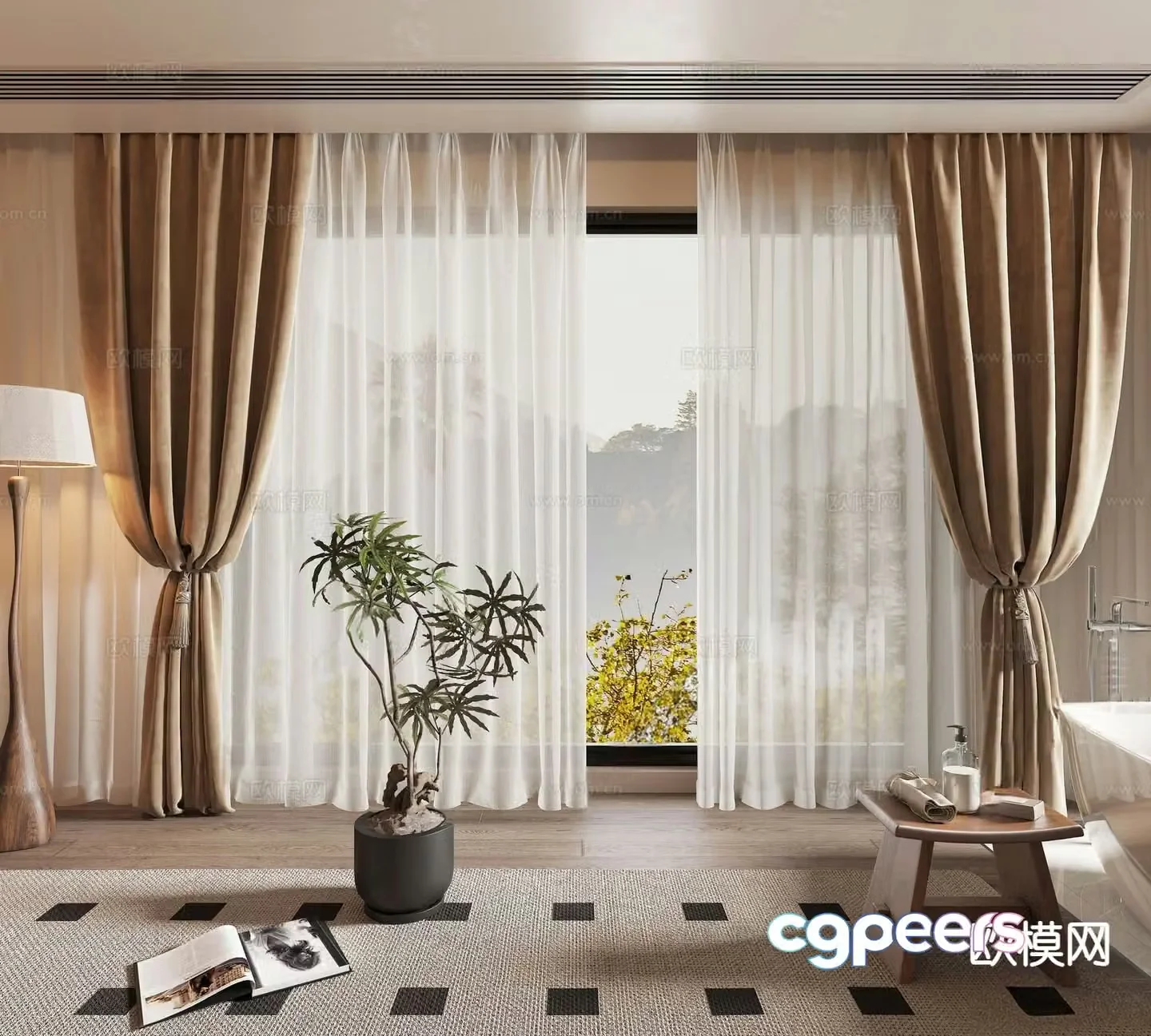 Medieval style curtains screens curtains 3D model