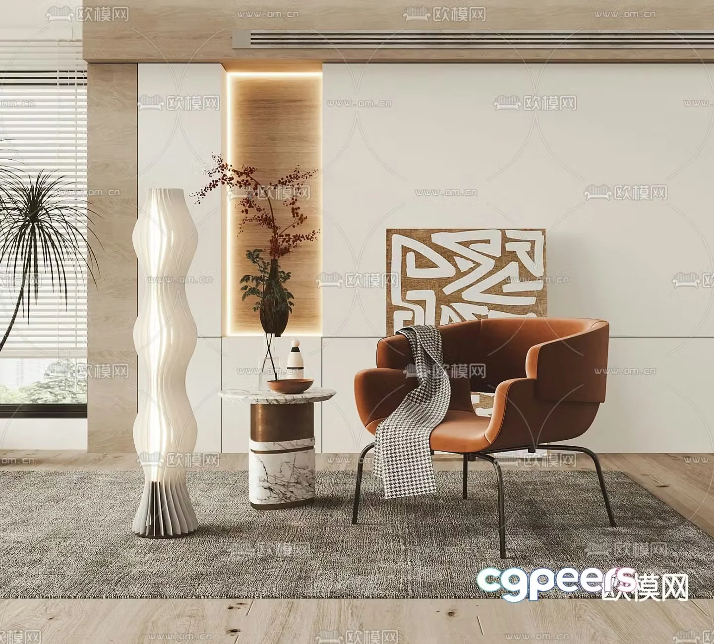 Cassina modern brown lounge chair 3d model