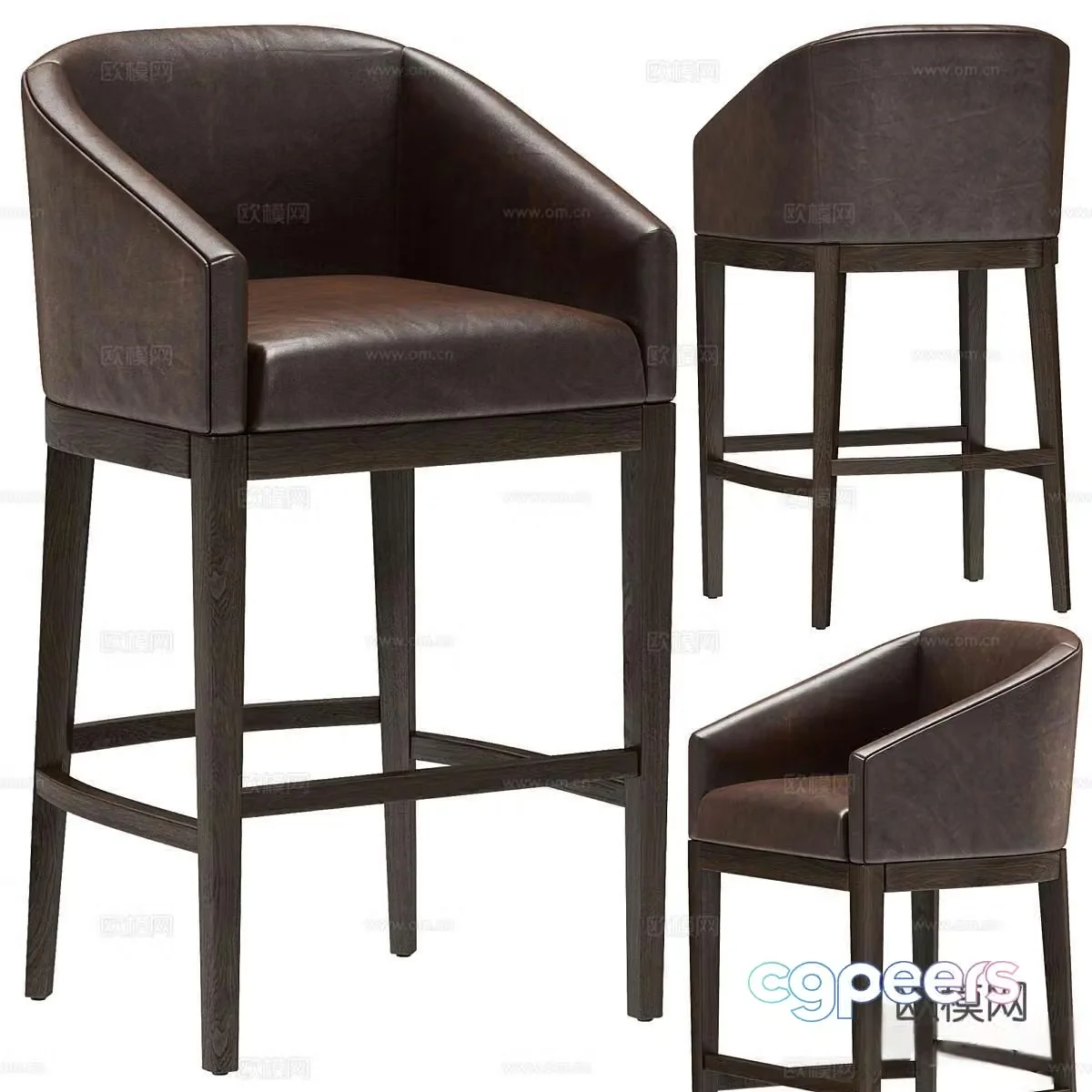 Restoration Retro Bar Stool Bar Stool High Stool 3D Model