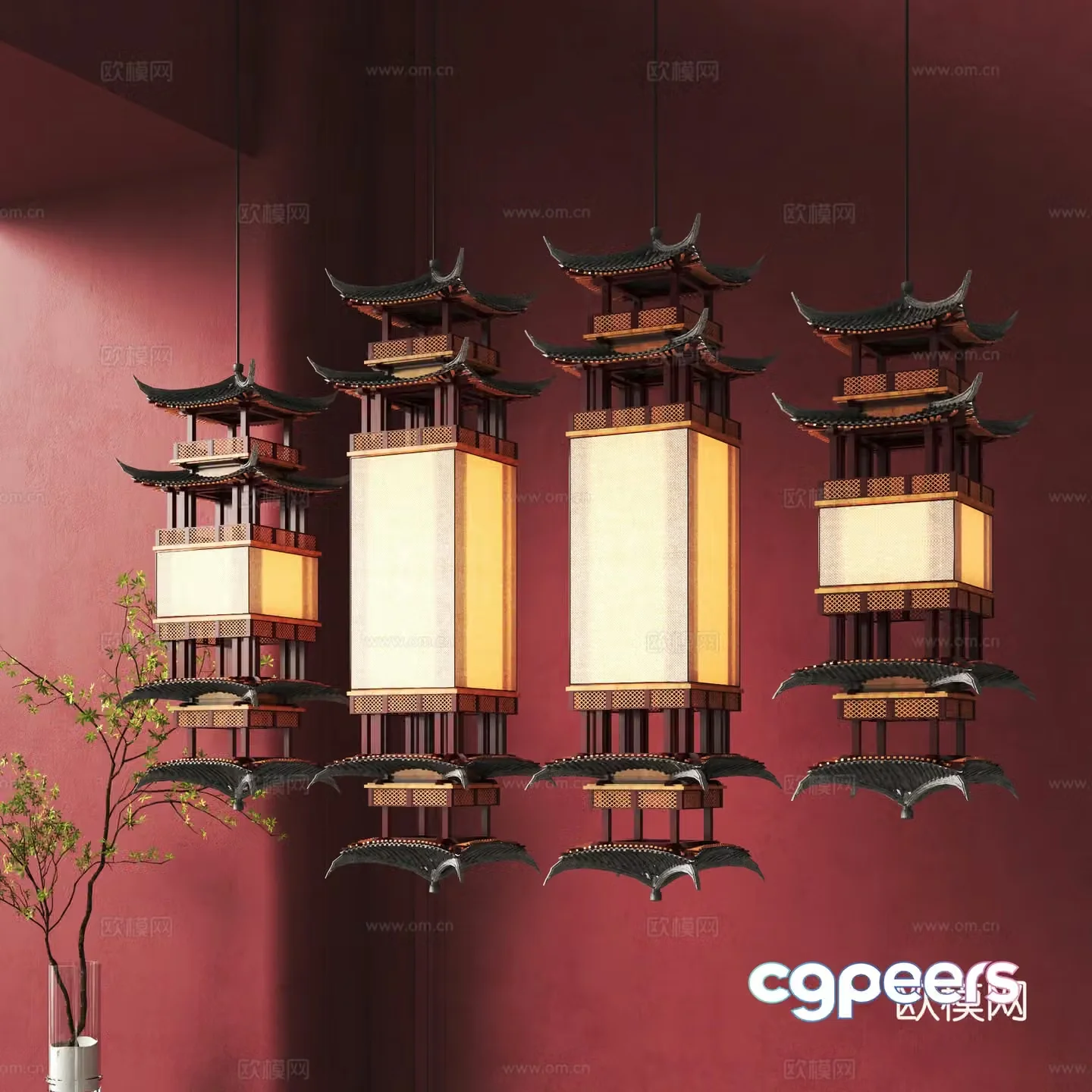New Chinese style chandelier 3d model