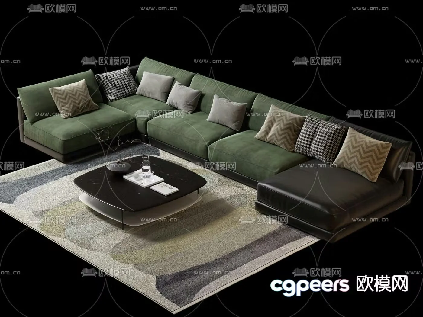 Fabric multi-person sofa corner sofa 3d model