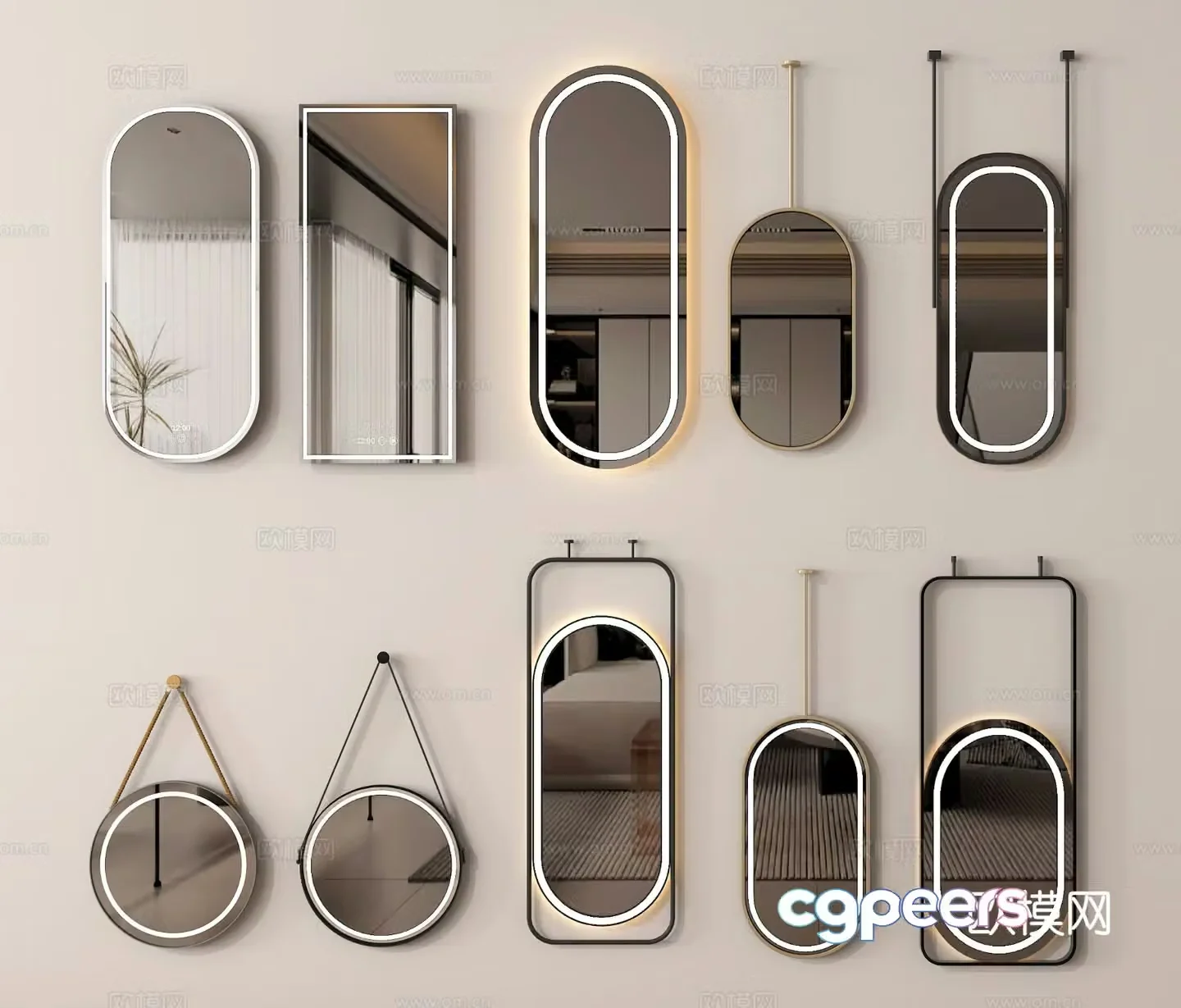 Hanging mirror mirror cosmetic mirror wearing mirror 3d model