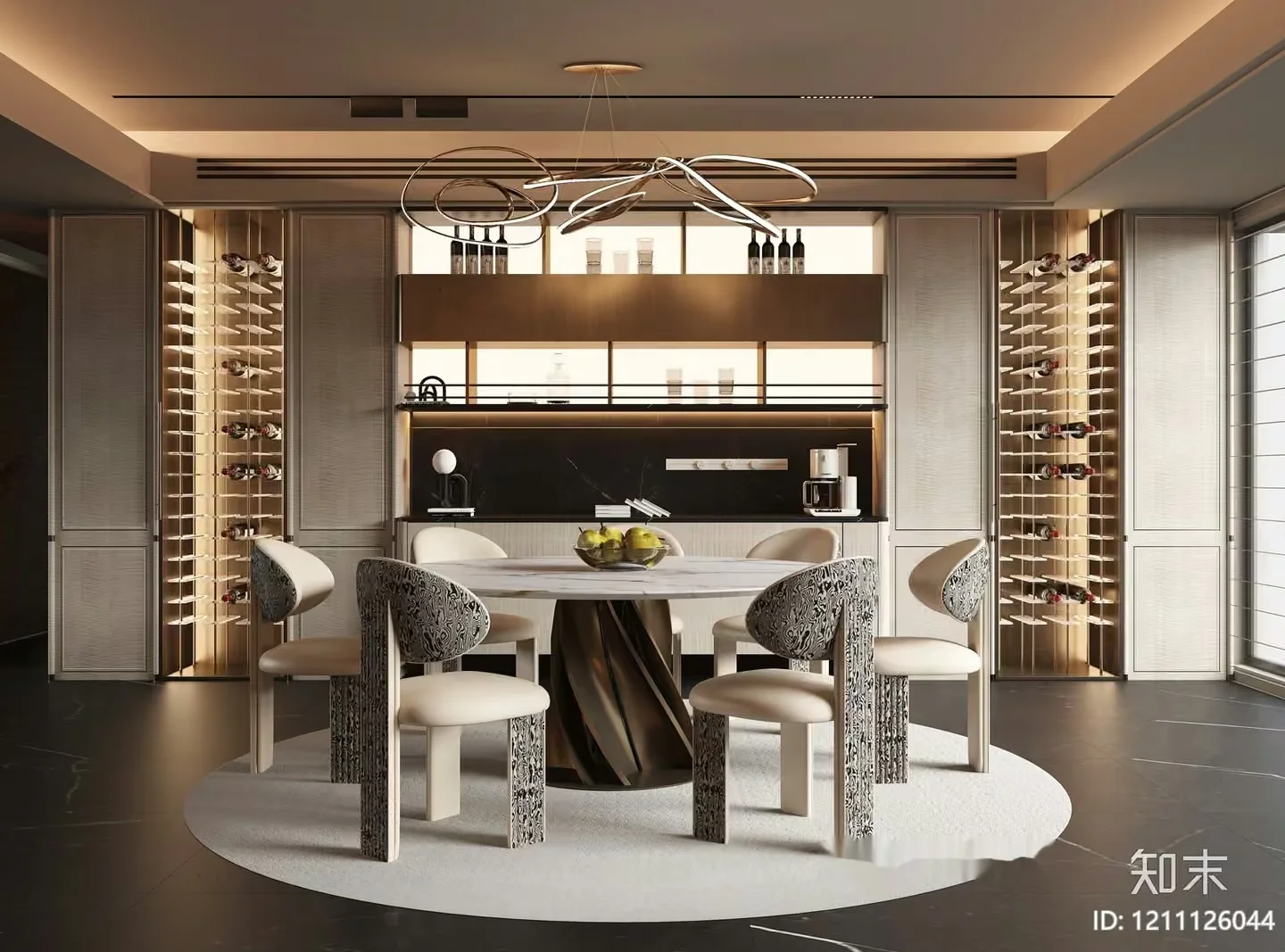 Modern Dining Room 3D Model – 9345 – VRAY Render