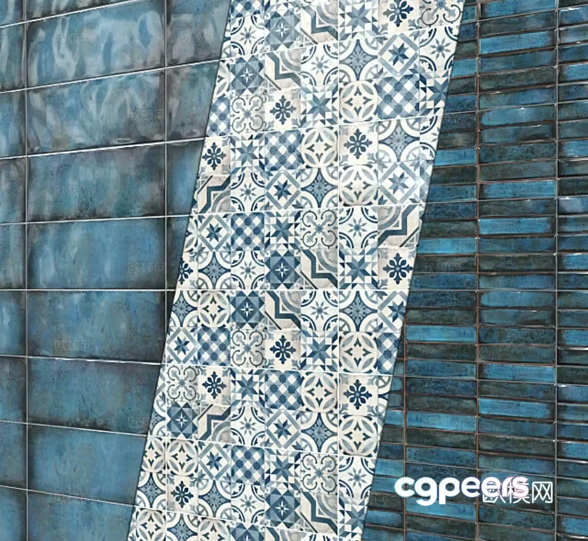 Retro wall tiles parquet tiles antique tiles bathroom tiles 3D model