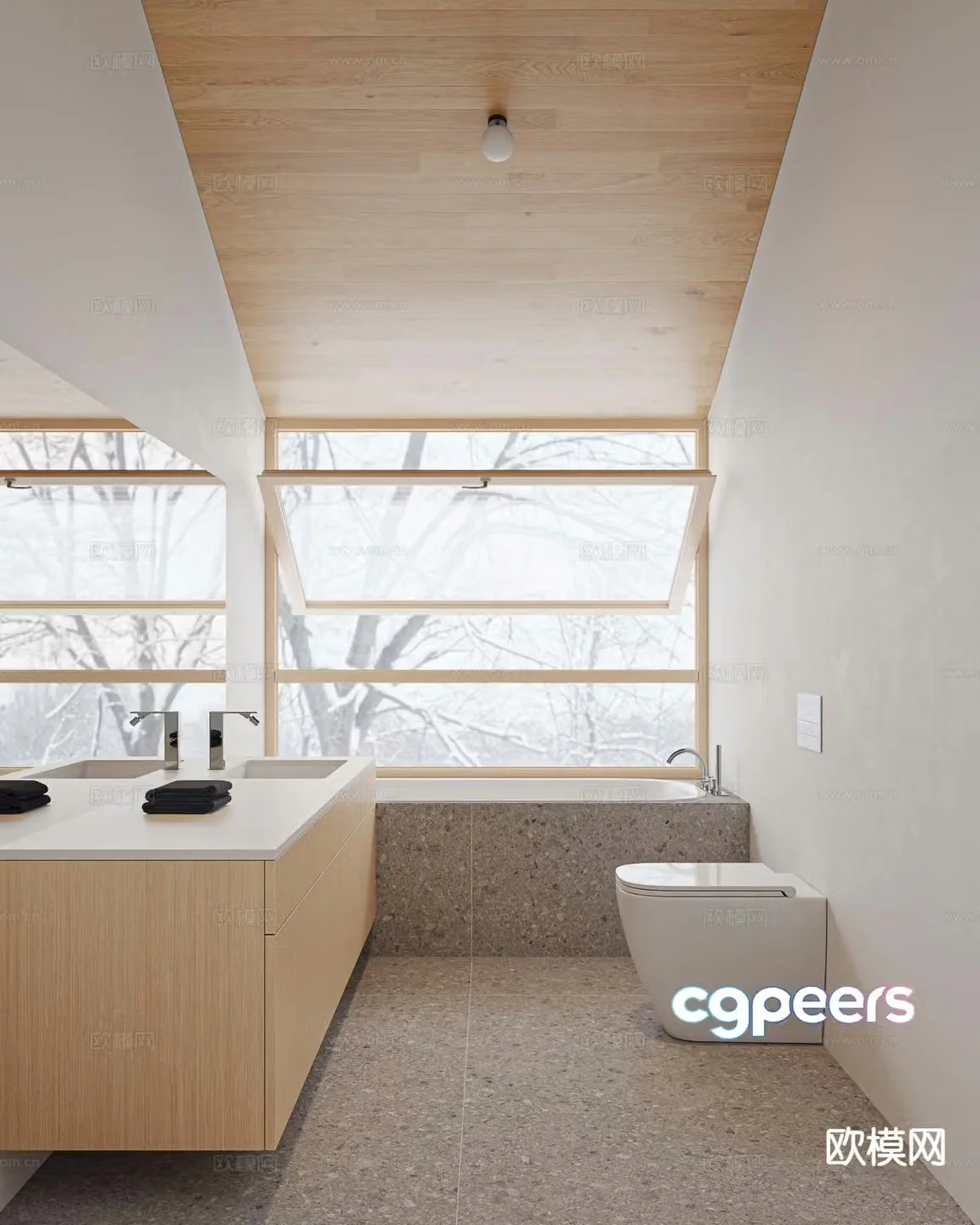 Log style bathroom bathroom 3d model