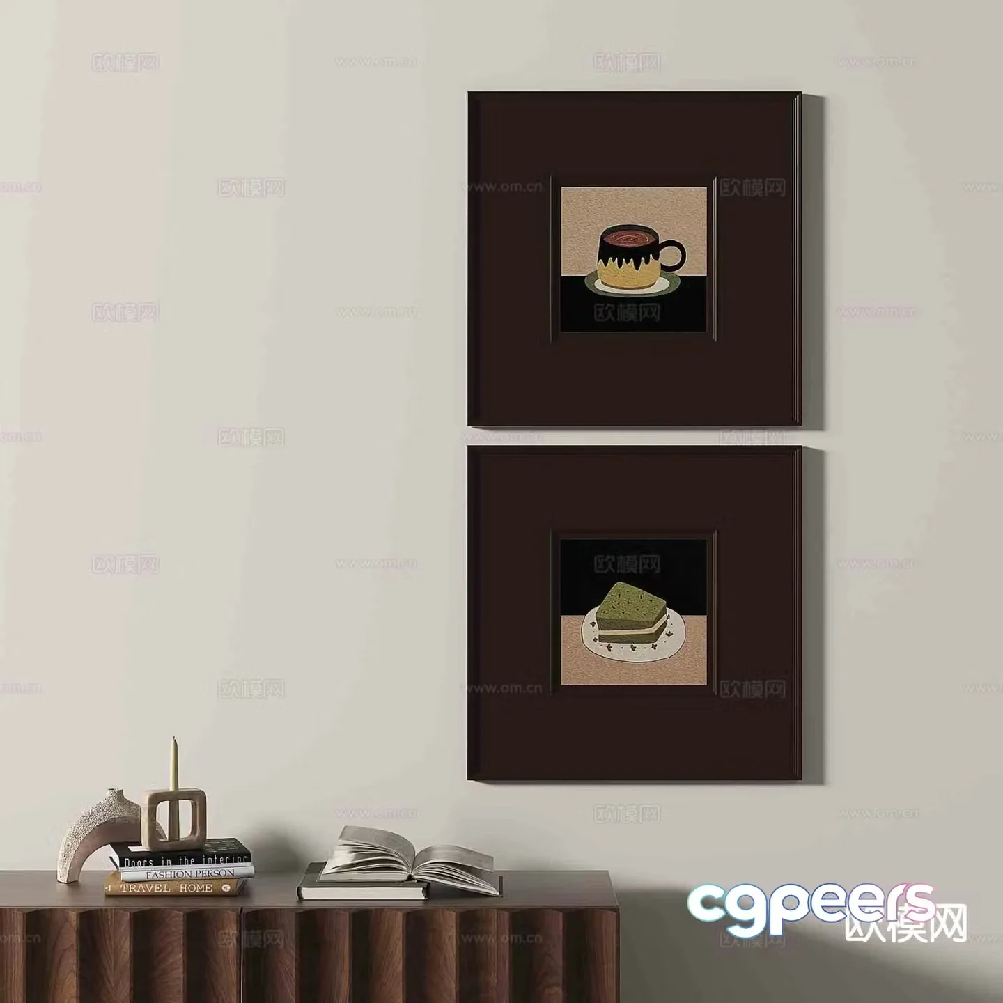 Wabi-sabi retro hanging painting art painting decorative painting 3D model