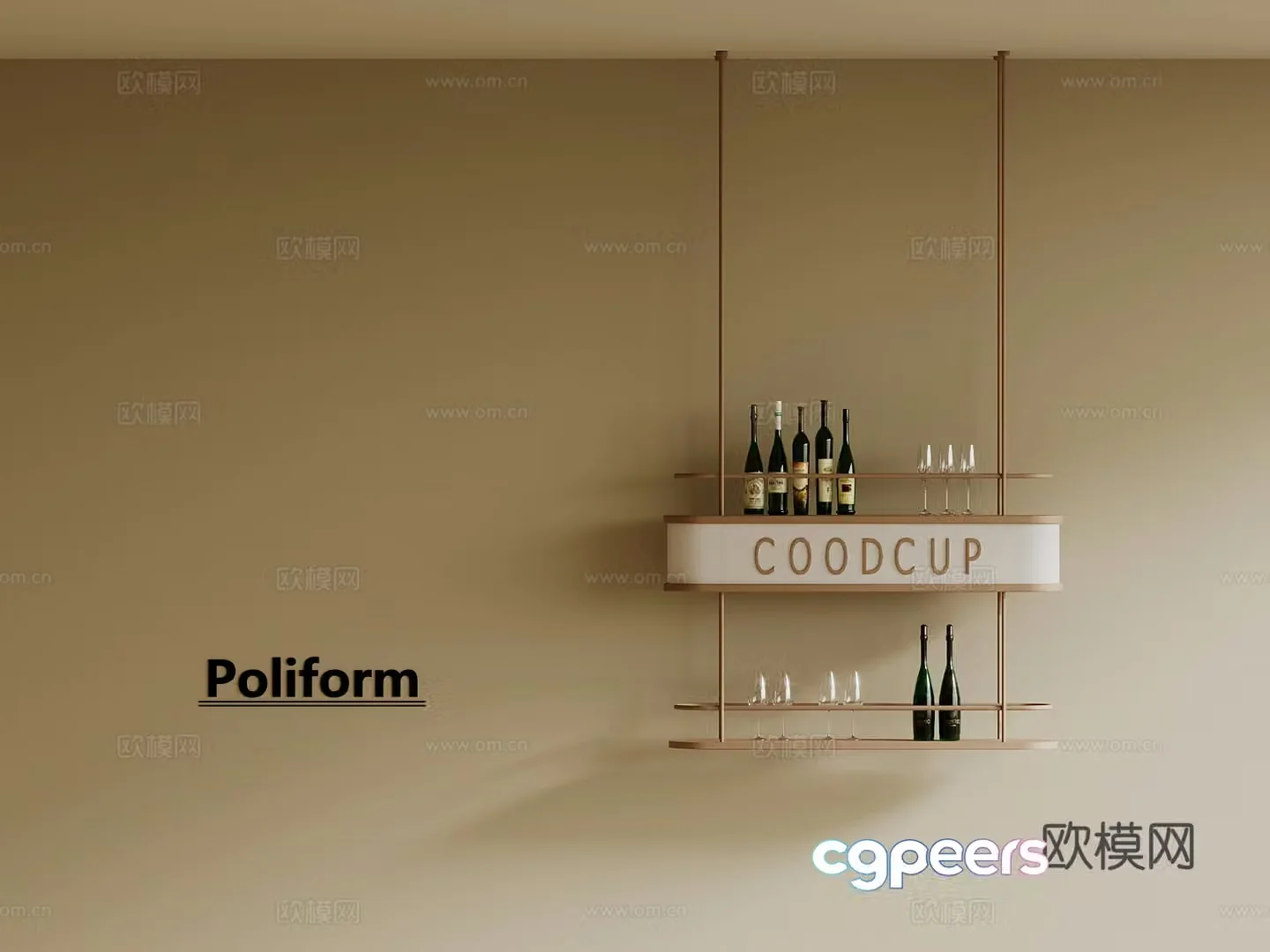 Modern wine rack wine bottle wine glass red wine foreign wine 3d model