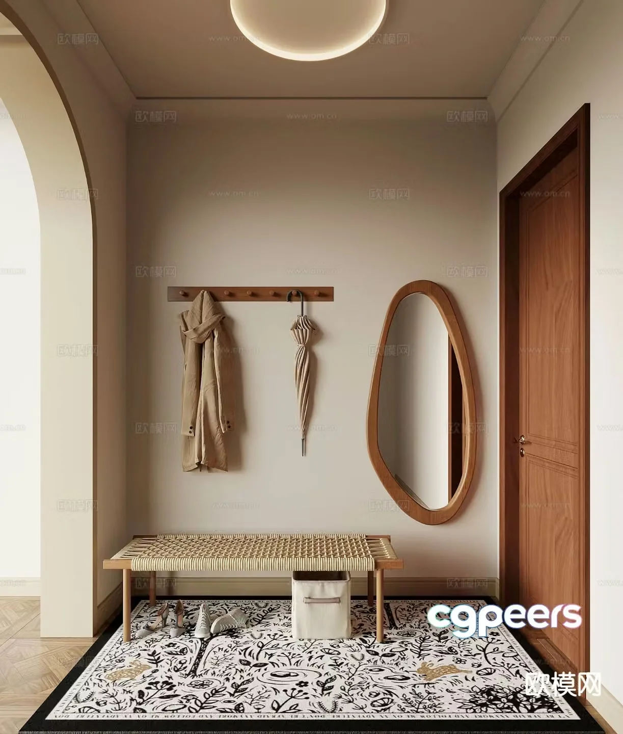 Medieval style entrance hall decorative hallway 3D model