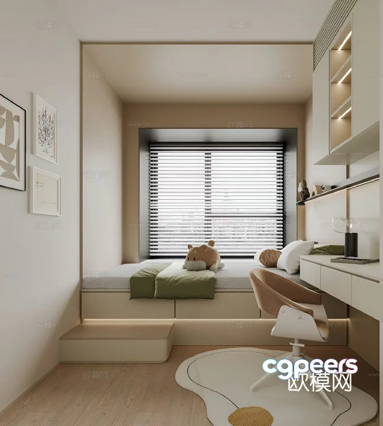 Modern tatami bedroom 3d model