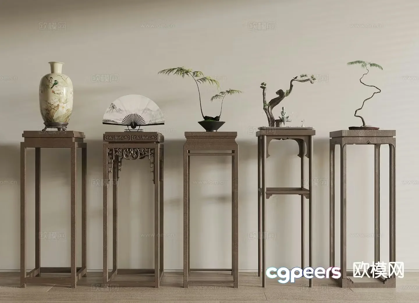 New Chinese style flower table corner table side table flower stand 3d model