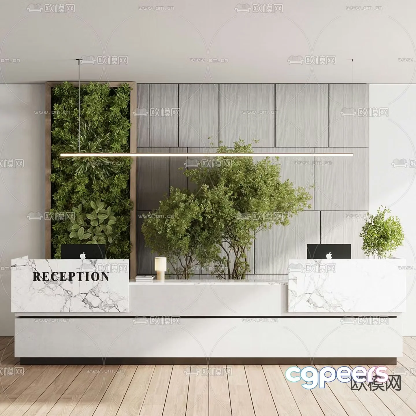 Front desk reception desk service desk 3d model