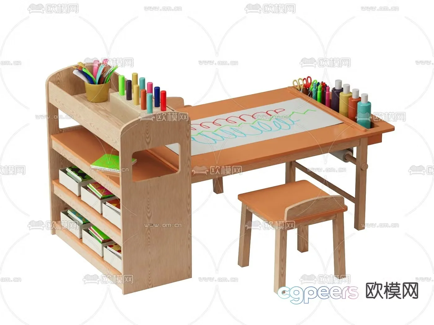 Children’s desk painting table study table 3d model