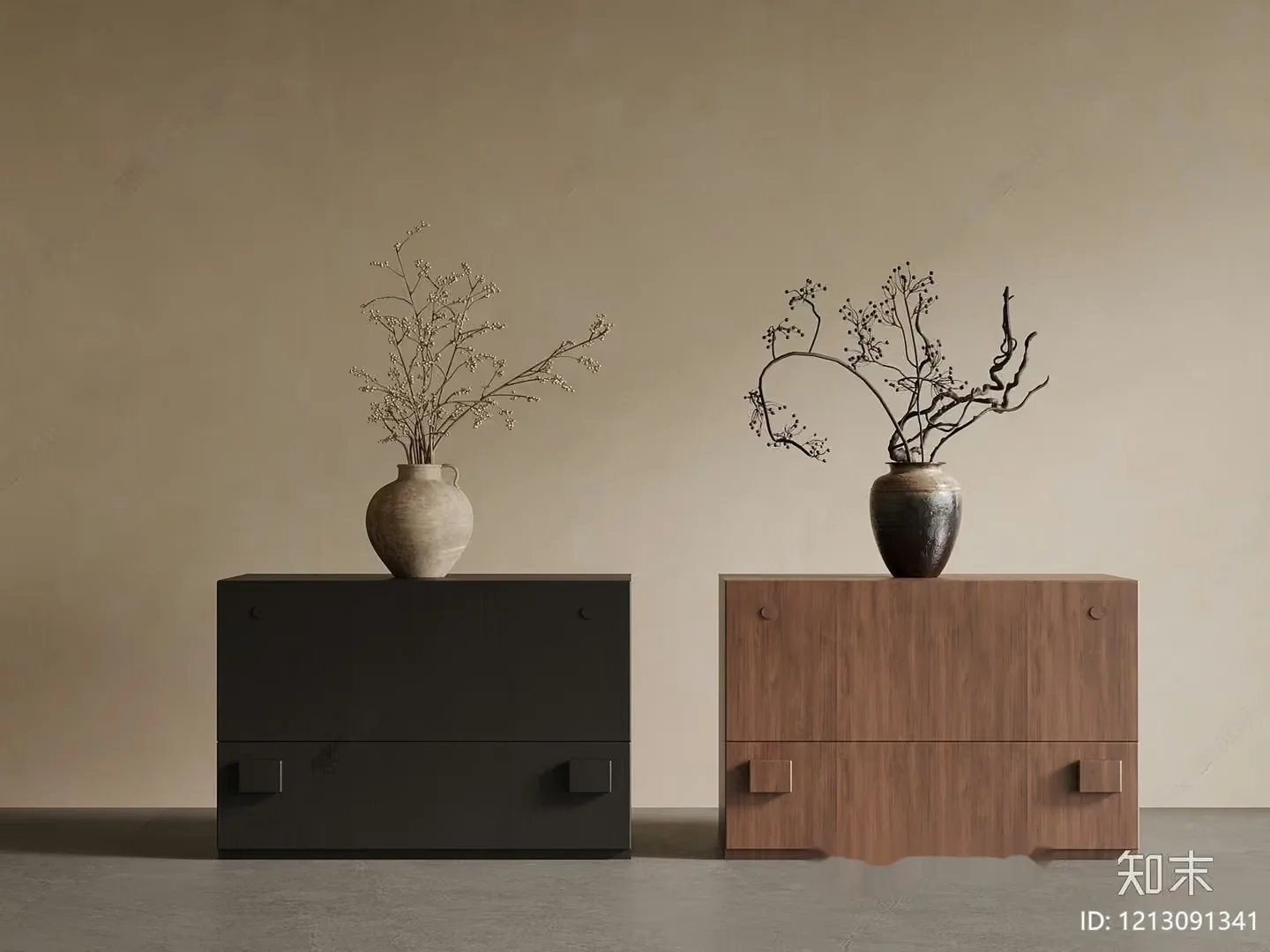 A Pair Of Wooden Nightstands 3D Model – 6574 – VRAY Render