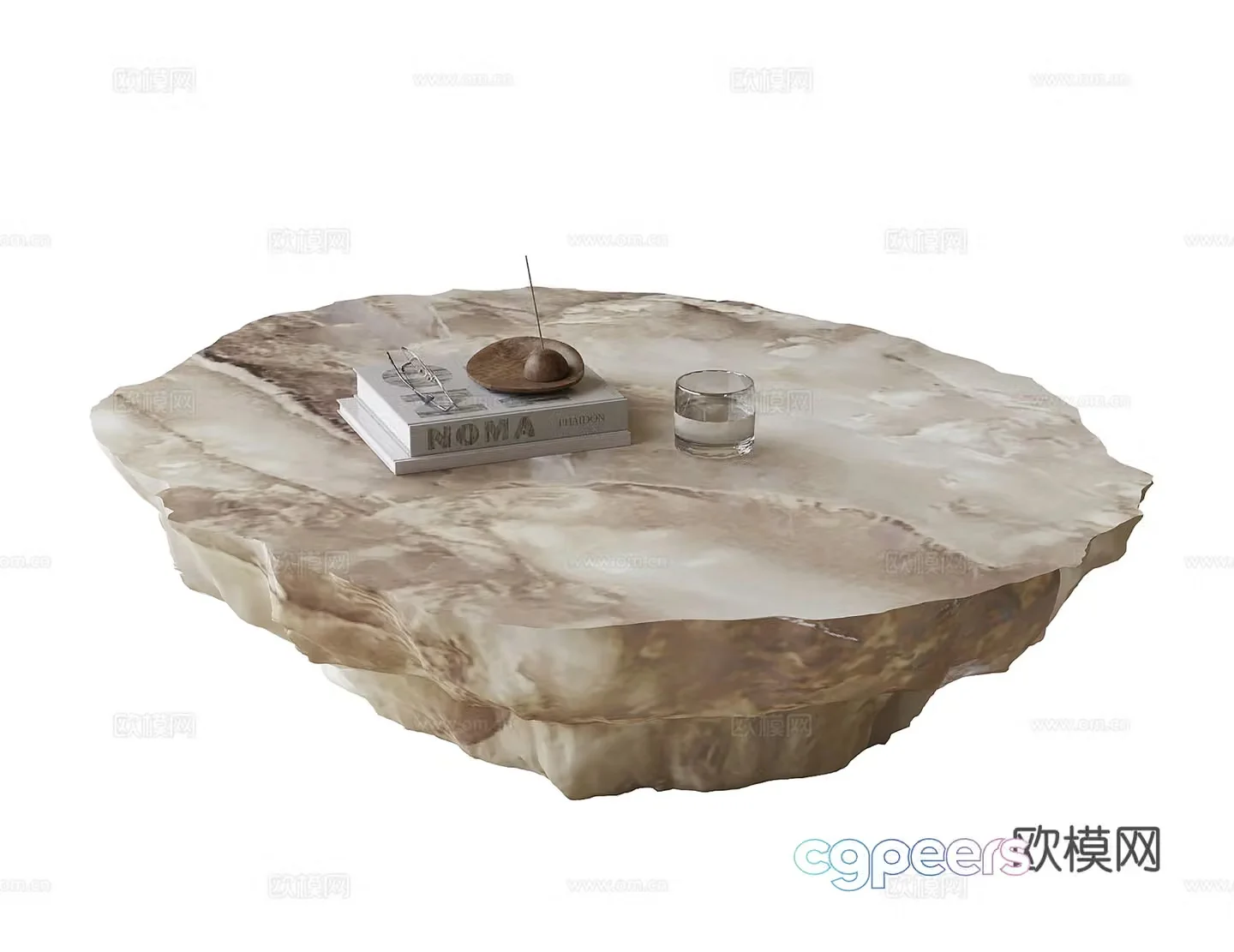 Modern special-shaped coffee table stone coffee table 3D model