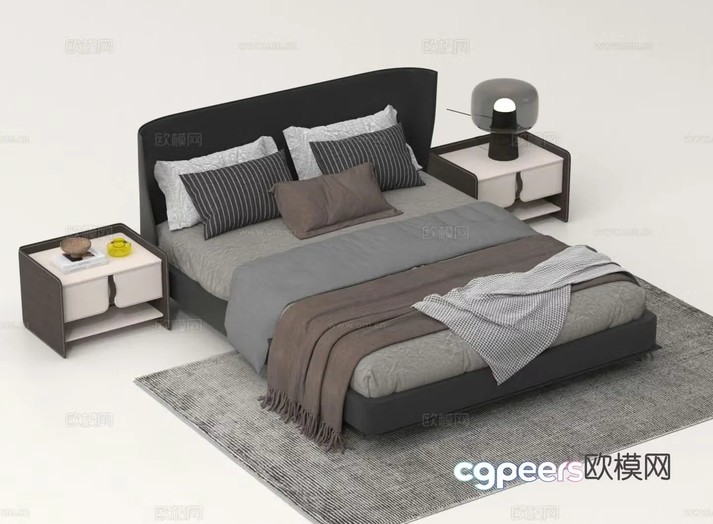 Modern double bed 3d model