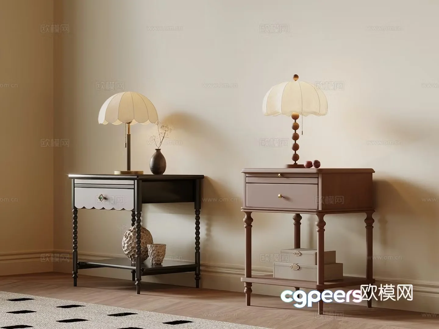 French medieval style bedside table 3D model