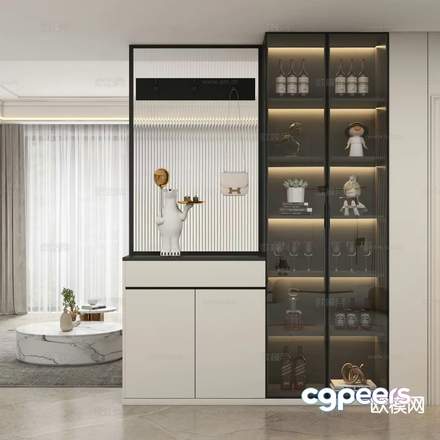 Modern entrance cabinet wine cabinet 3d model