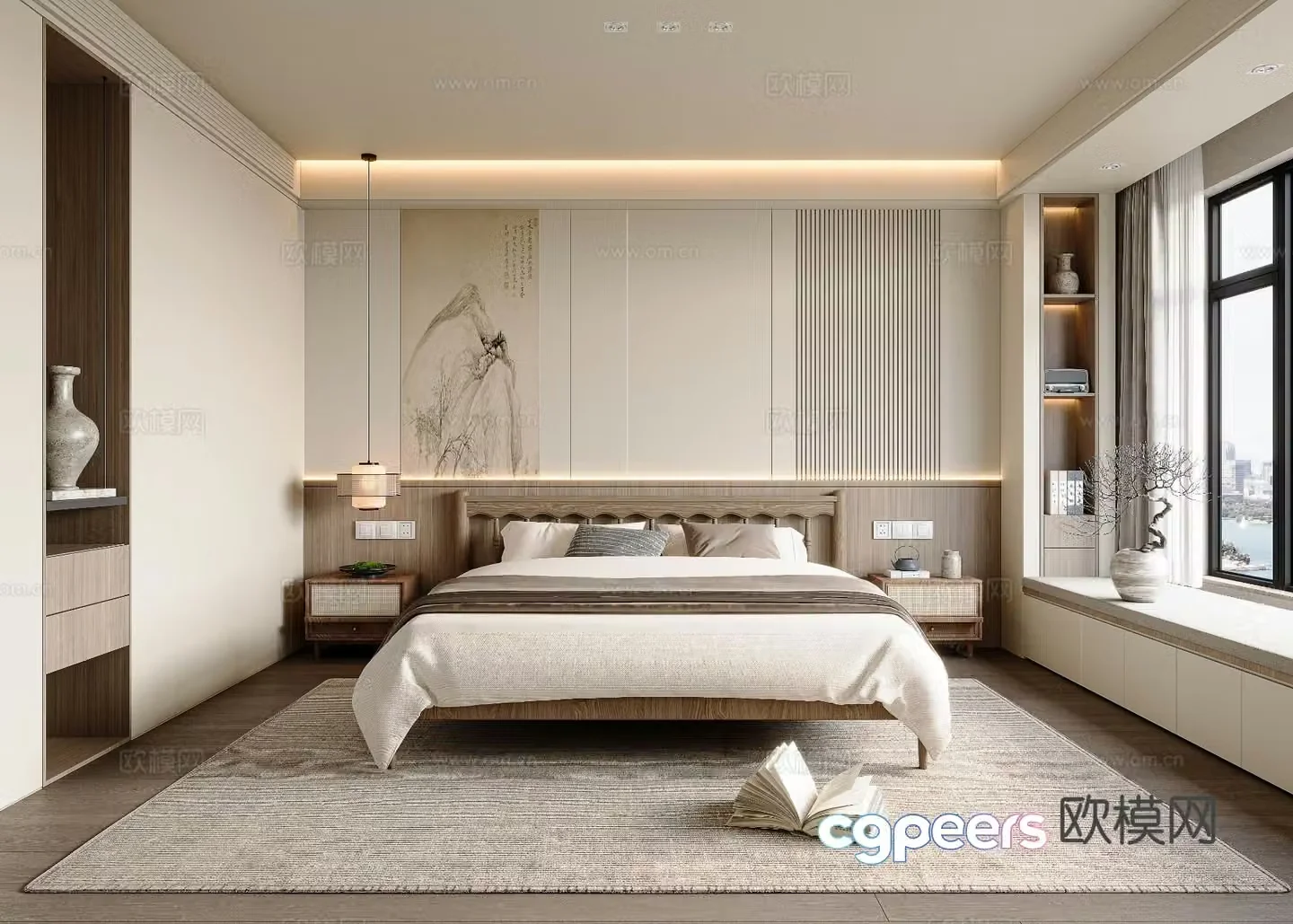 Middle-aged Song style bedroom master bedroom 3D model