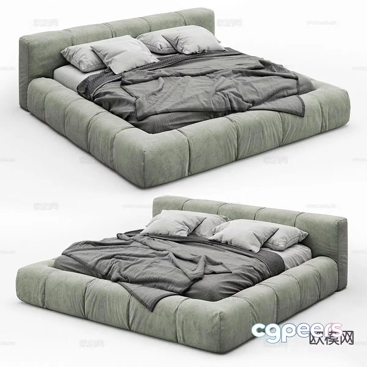 Modern double bed 3d model