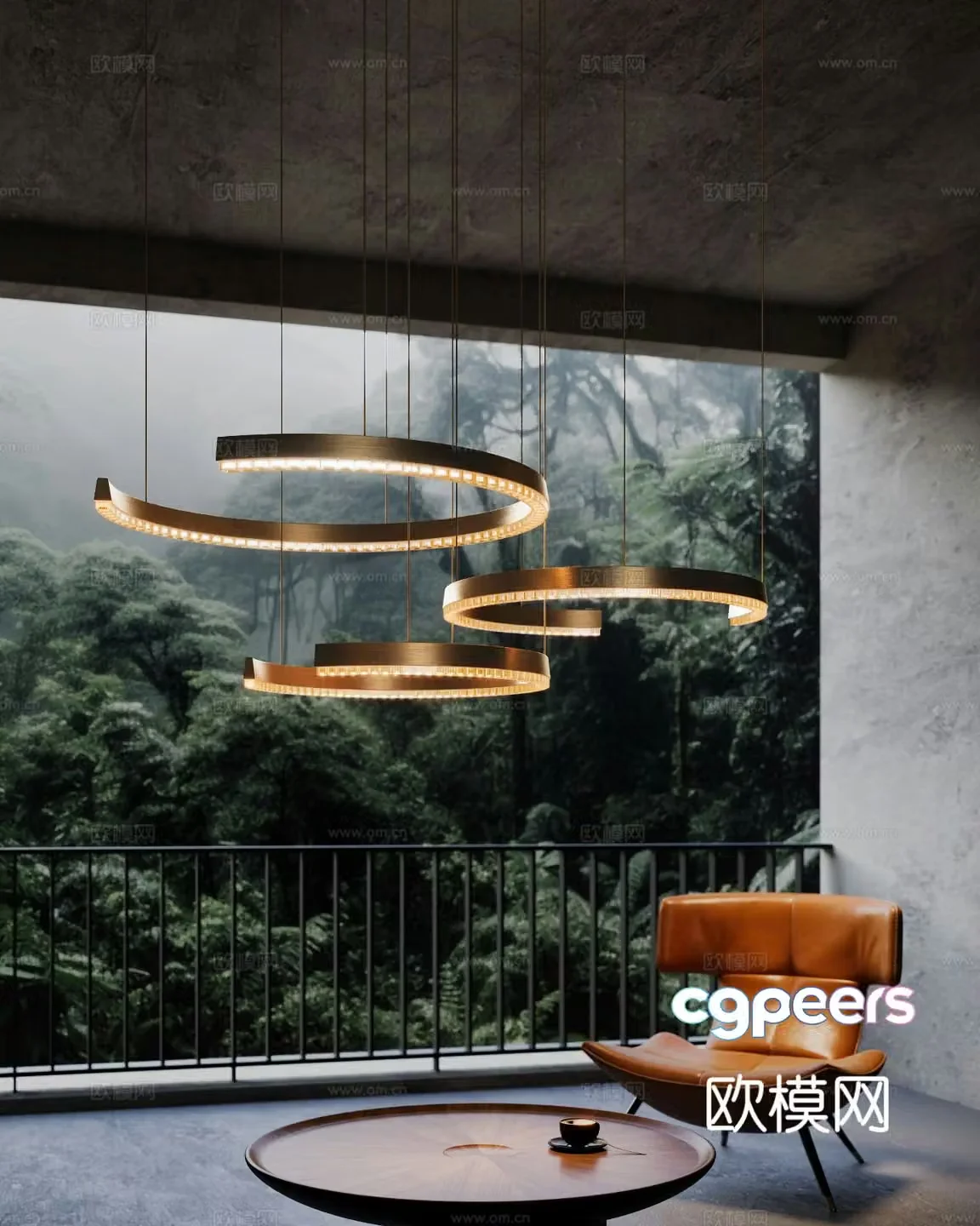Modern villa chandeliers 3d model