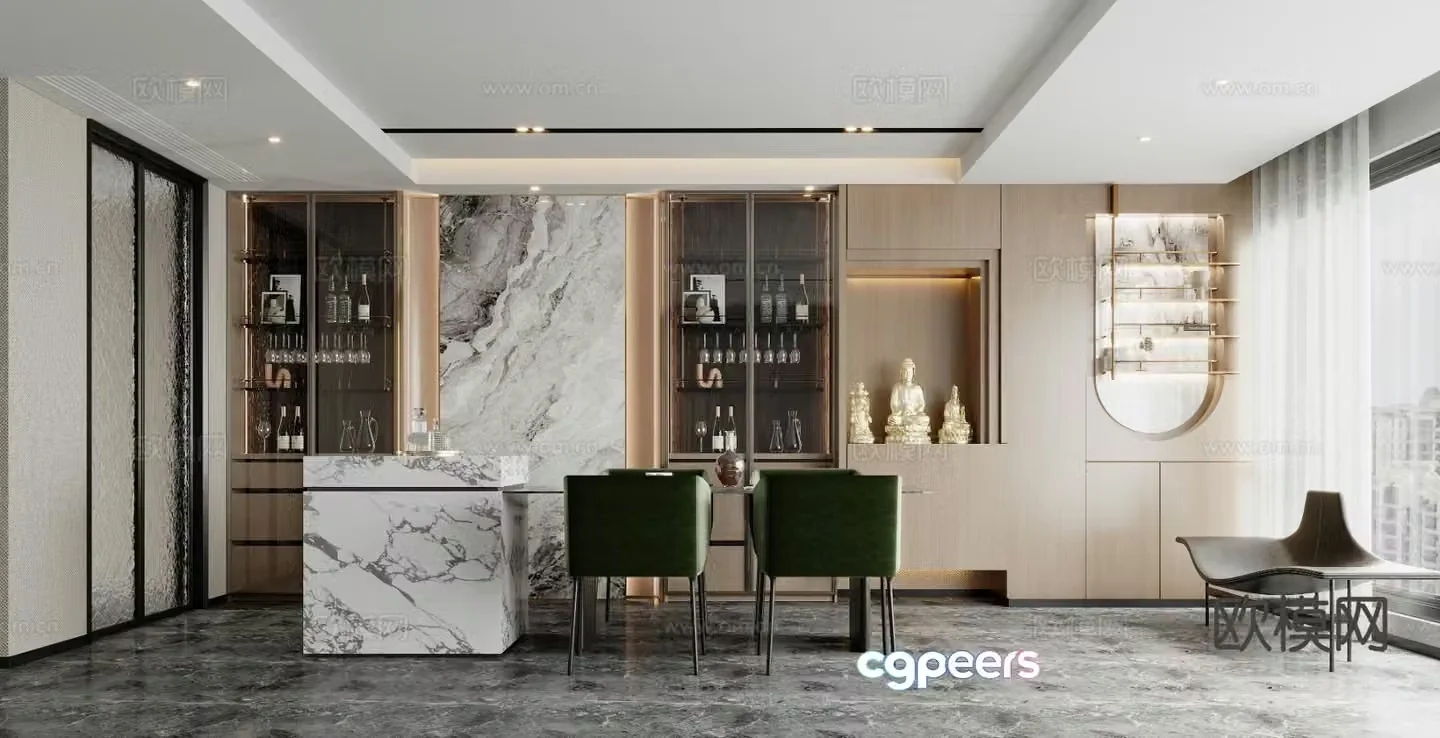 Modern island restaurant 3d model