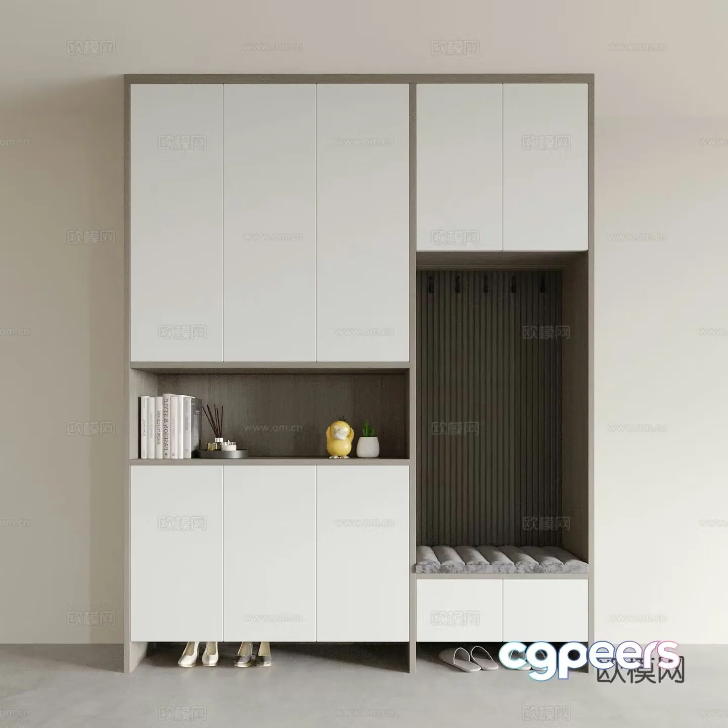 Modern shoe cabinet shoe changing stool 3d model