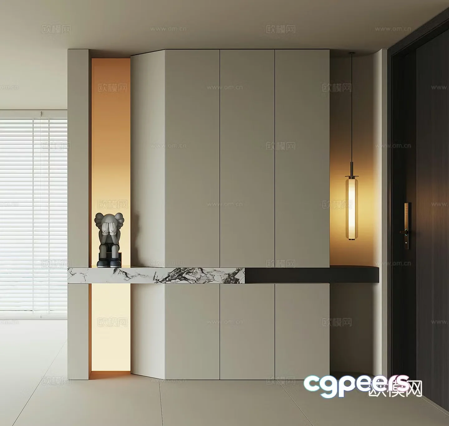 Modern home entrance shoe cabinet 3D model