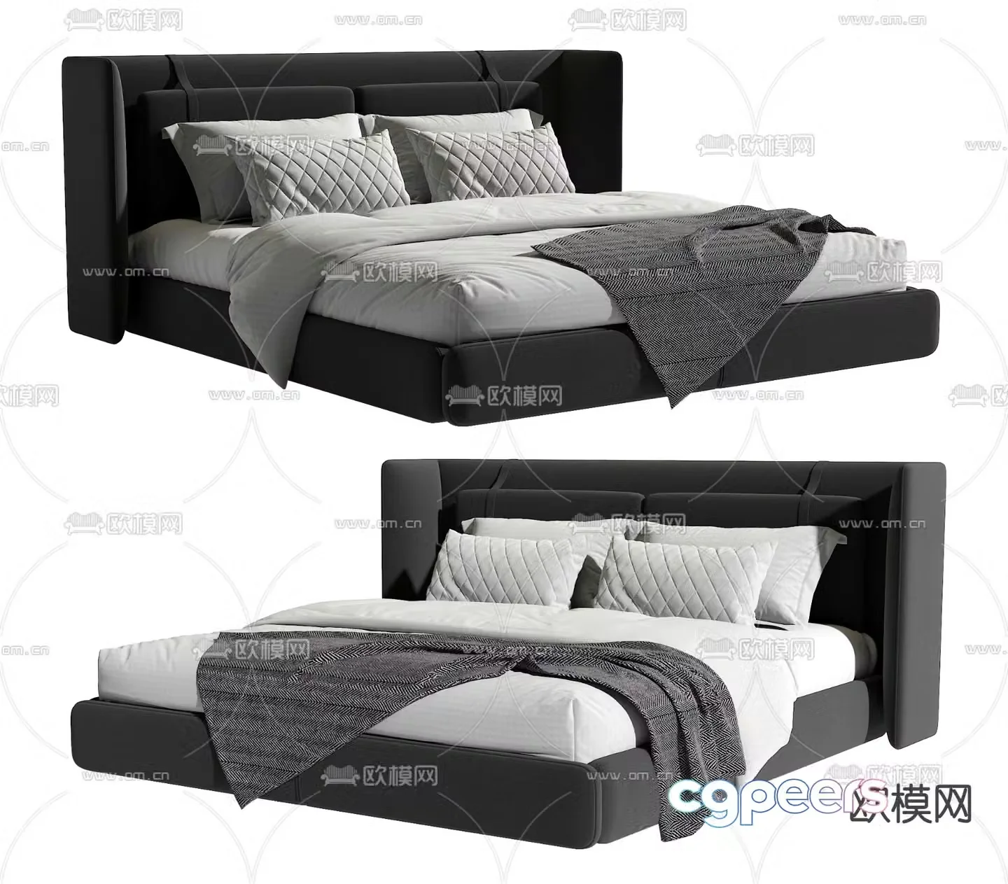 Modern double bed 3d model