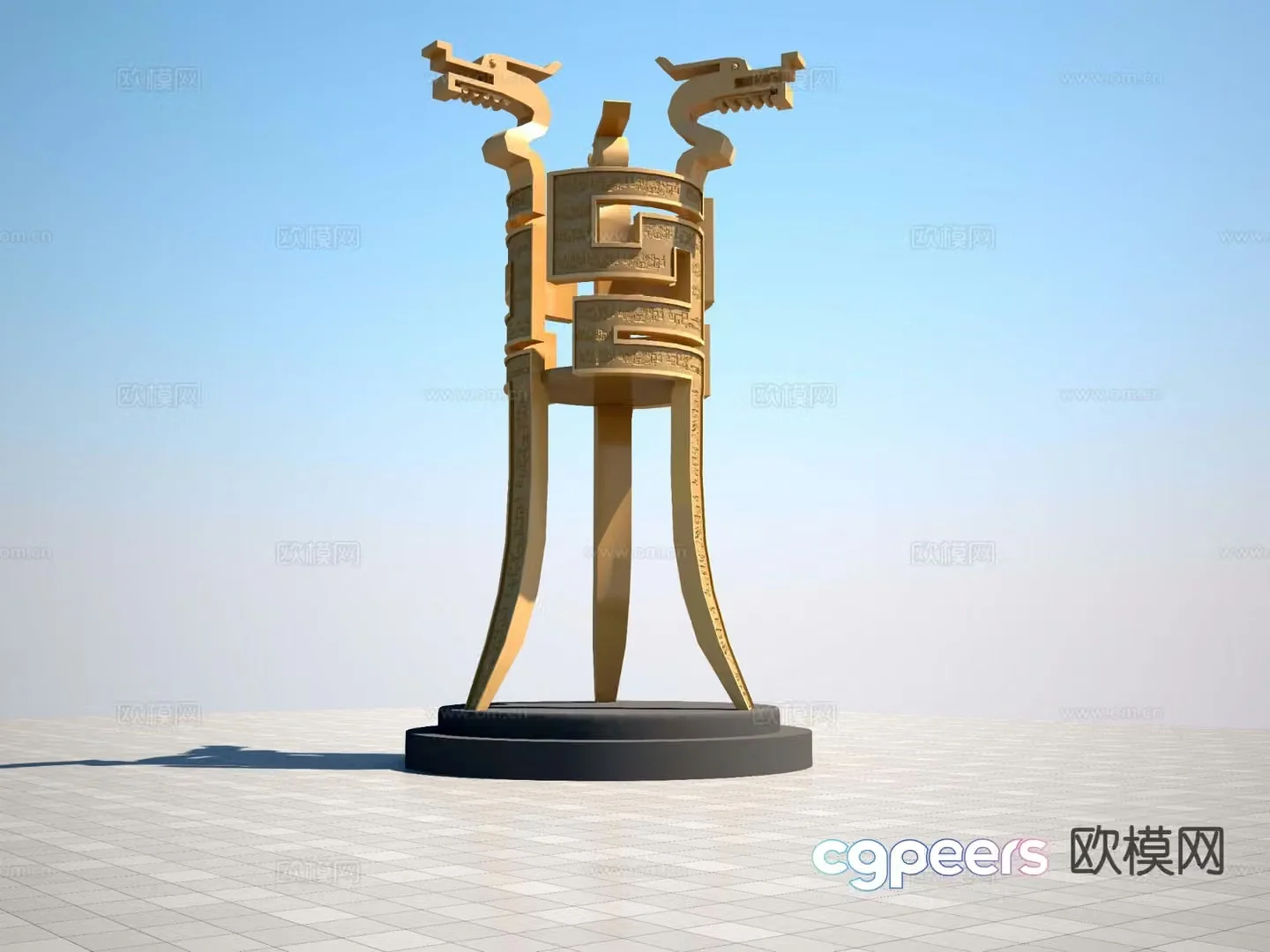 Chinese wine bottle sculpture landscape sculpture 3D model