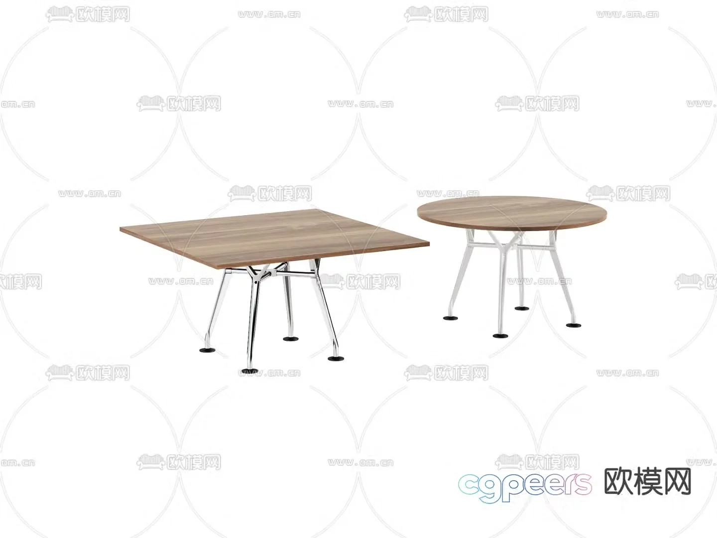 Wooden desk conference table negotiation table 3d model