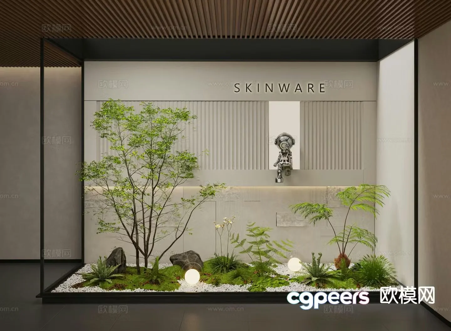 Modern indoor landscape plant pile landscape green plants 3d model