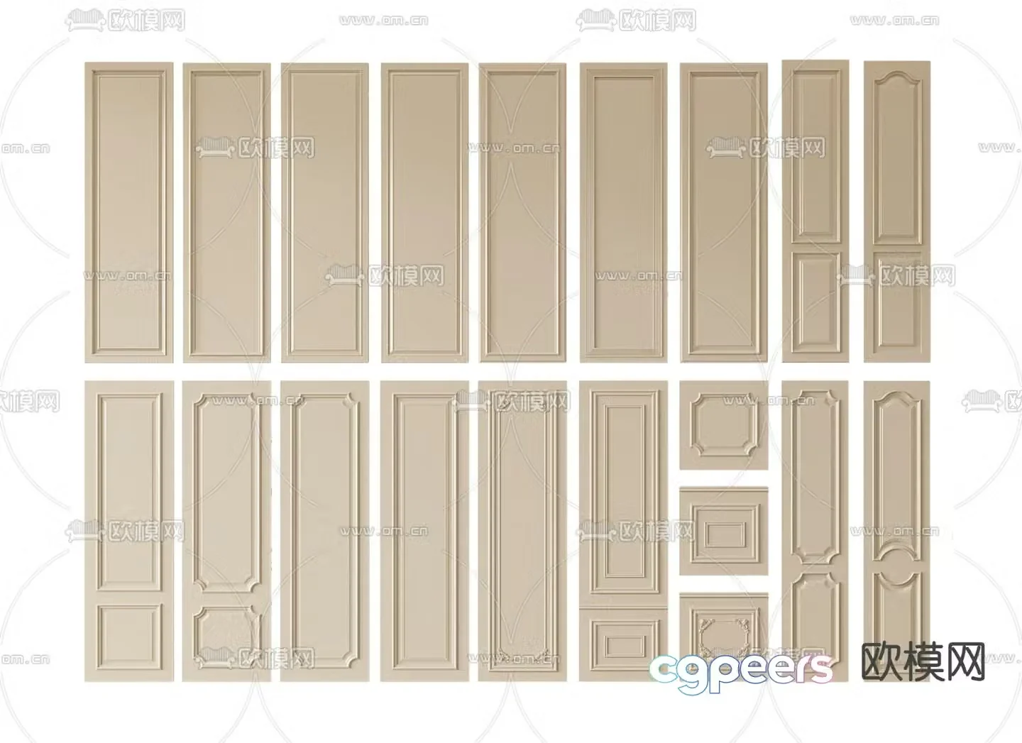 Simple European wainscot 3D model