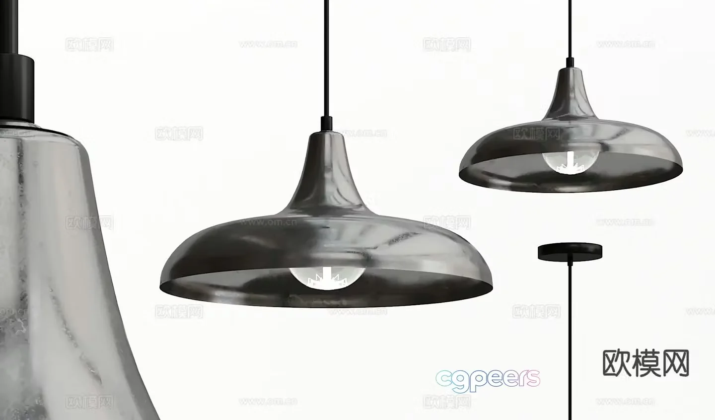 Industrial style black chandelier 3d model