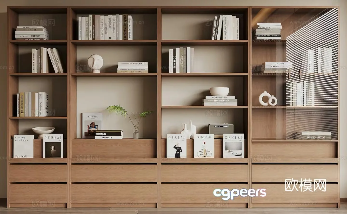 Modern bookcase 3d model