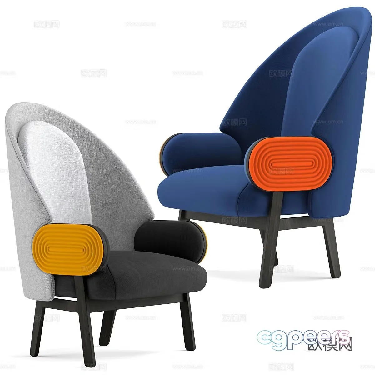 Fabric leisure chair Fabric single chair Art casual chair Art single chair Fabric backrest chair Fabric 3d model